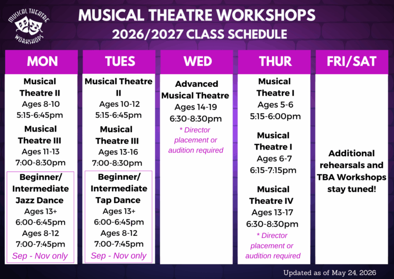 musical theatre class schedule