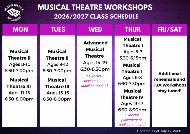 musical theatre class schedule